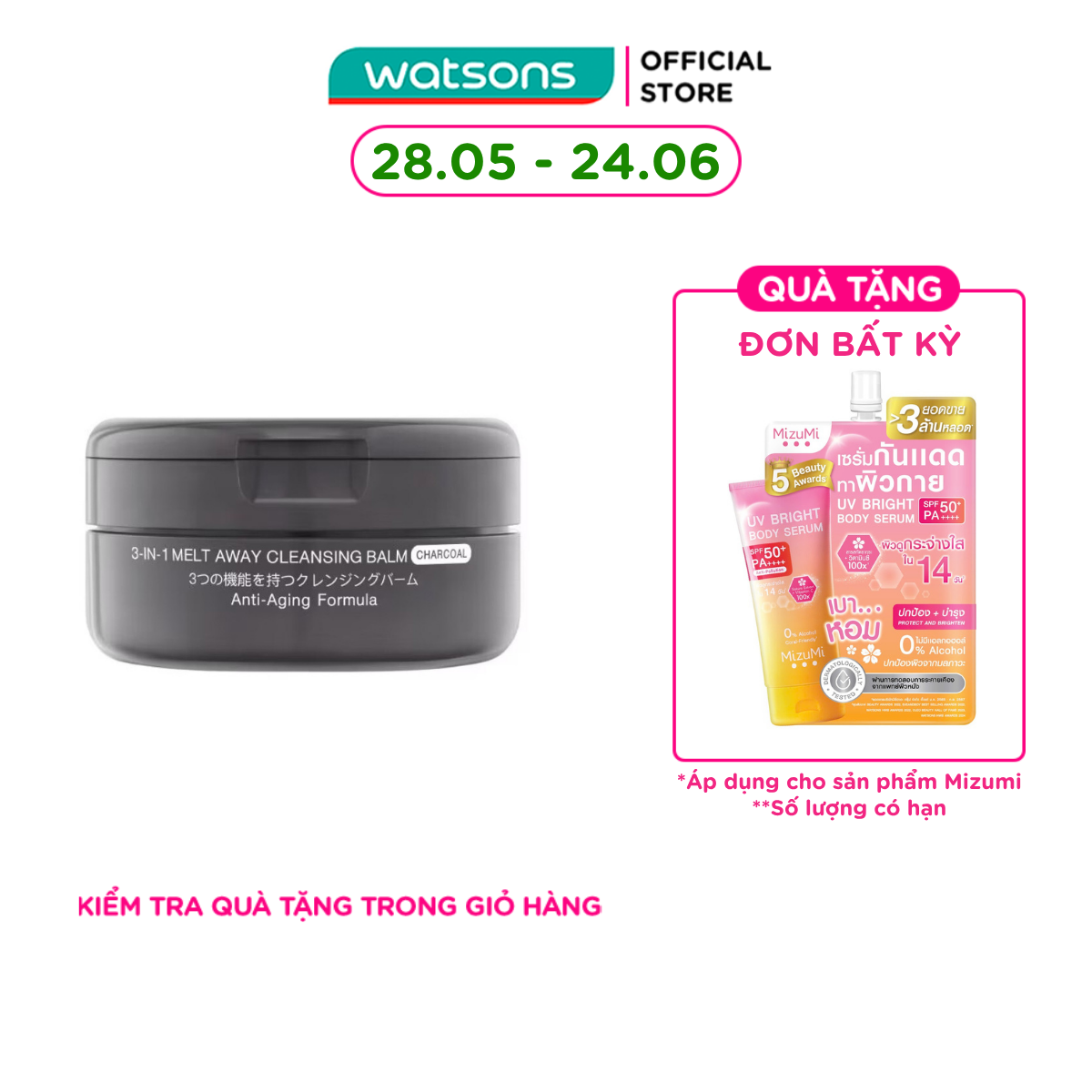 Sáp Tẩy Trang Mizumi 3-In-1 Melt Away Cleansing Balm Charcoal 60ml