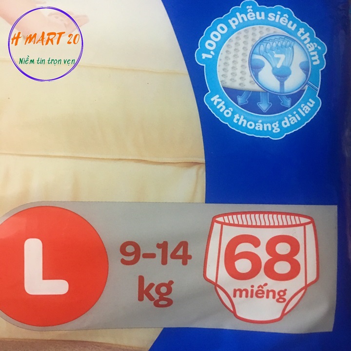 Bỉm huggies quần size L 68M thấm hút, khô thoáng