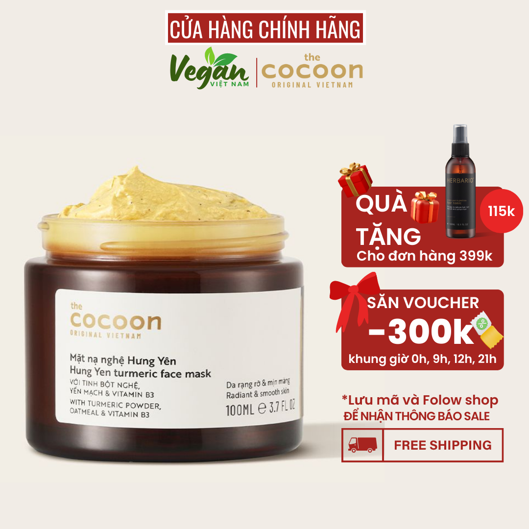 Mặt nạ nghệ Hưng Yên cocoon 100ml làm mờ vết thâm giúp da sáng mịn màng - Vegan Việt Nam