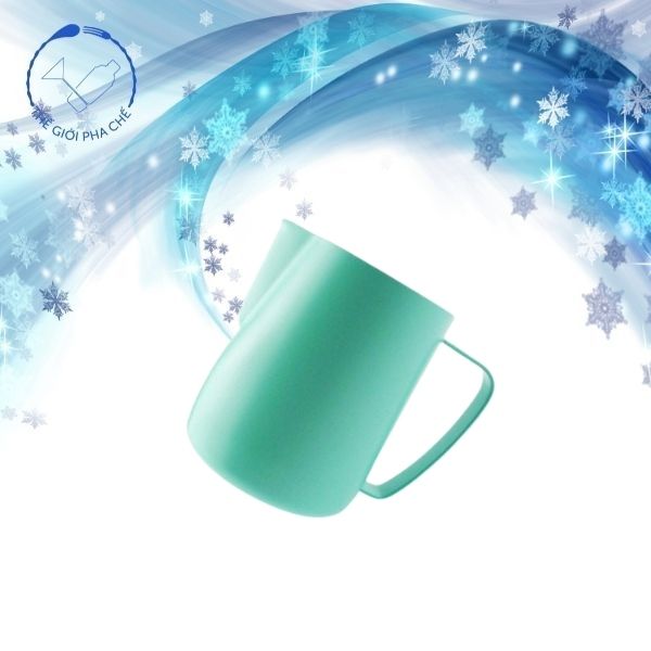 Ca đánh sữa inox tạo milk foam màu xanh mint