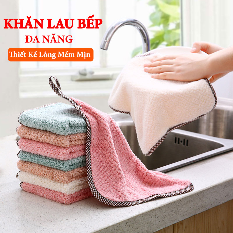 Khăn lau bếp đa năng, khăn lau tay nhà bếp siêu thấm, có lỗ treo - kích thước 25 x 25cm pos365.store