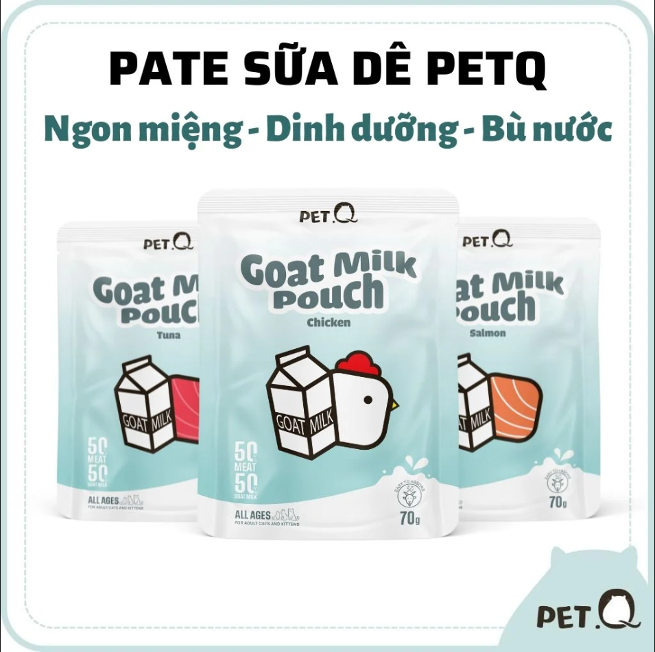 Combo 10 gói Pate cho mèo PetQ, Pate sữa dê cao cấp thơm ngon gói 70g