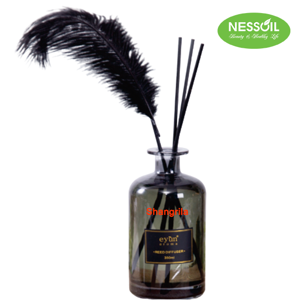 [Cung cấp sĩ & lẽ tinh dầu nước hoa chính hãng] Bộ tinh dầu nước hoa khuếch tán, thơm phòng hương Shangrila gồm 1 chai tinh dầu 350ml + 1 bộ 5 que sợi màu đen 4mm x 25cm
