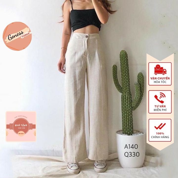 Quần ống rộng Goness 2 cúc dáng dài kiểu Nhật chất đũi siêu đẹp siêu hot