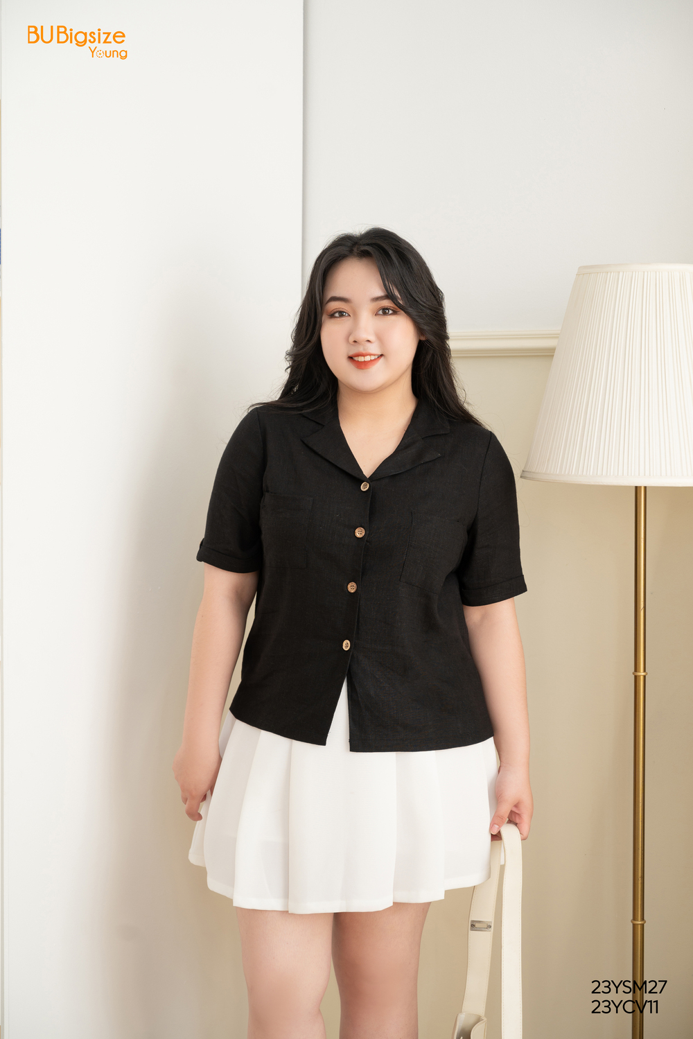 Áo cổ bẻ ve túi ngực cá tay bigsize - 23ysm27 -