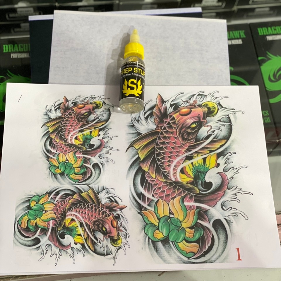 Combo : 10 hình xăm mẫu + 2 giấy than + gel in hình