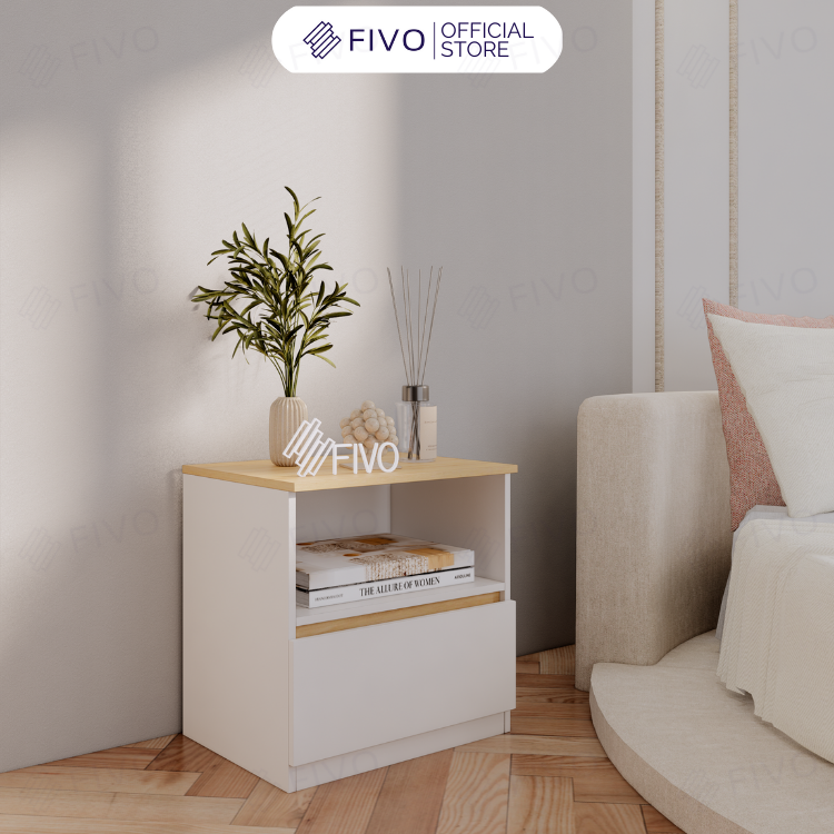 Tủ đầu giường 1 ngăn fivo ft19, dễ dàng lắp ráp, phong cách hiện đại, chân tủ chắc chắn - 1 hộc tủ