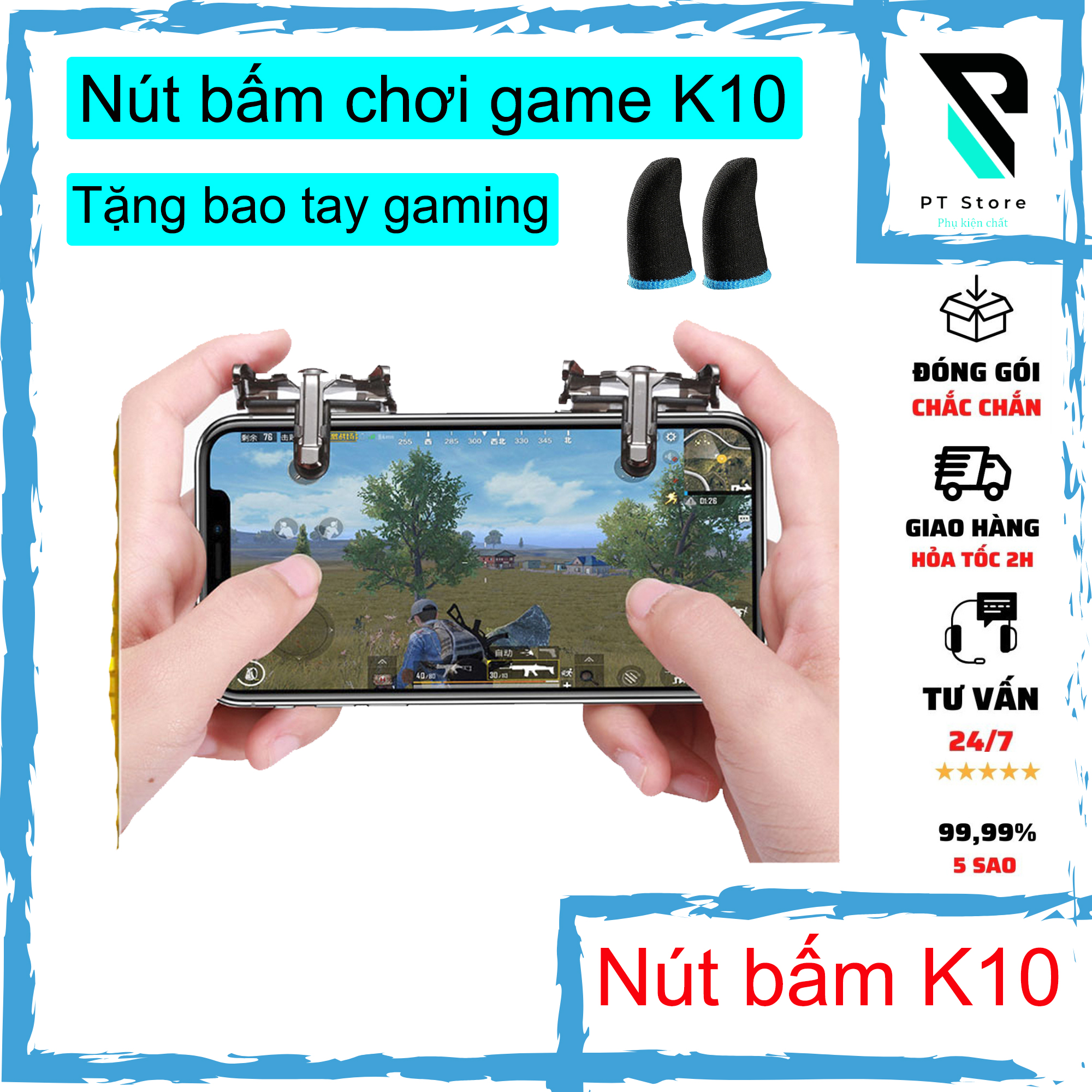 Bộ 2 Nút Bấm Cơ K10 Hỗ Trợ Chơi Game PUBG Mobile Ros Mobile