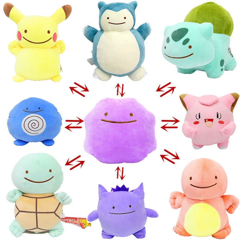 Đồ chơi thú nhồi bông thám tử Pikachu Pokemon Pikachu Bulbasaur Ditto Metamon 4-8 ''