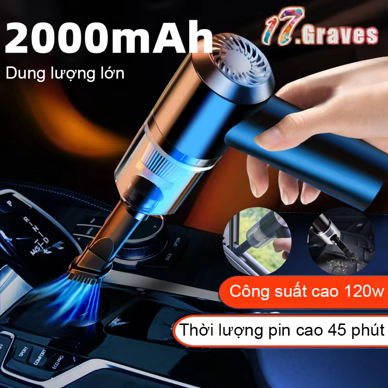 [Giao hàng ngay lập tức] Máy hút bụi ô tô mini cầm tay không dây 2000mAh, máy hút bụi cầm tay mini, máy hút bụi không dây đa năng lực hút siêu mạnh 9000Pa sử dụng hút bụi ô tô, bụi giường nệm, nhà cửa,…