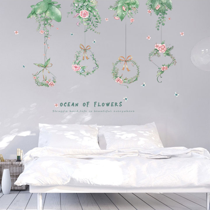 SIÊU RẺ Decal dán tường LUVINA trang trí phòng khách, phòng ngủ, phòng ăn,phòng học cho bé-Cây treo giỏ hoa