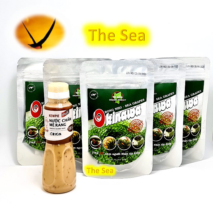 [HCM]Rong nho tách nước Nhật Bản Okinawa 500g - 5 gói 100g - Tặng 1 chai nước sốt mè rang Kewpie 180ml - Rong nho biển được sản xuất từ nguồn giống rong nho Nhật Bản tươi ngon nhất