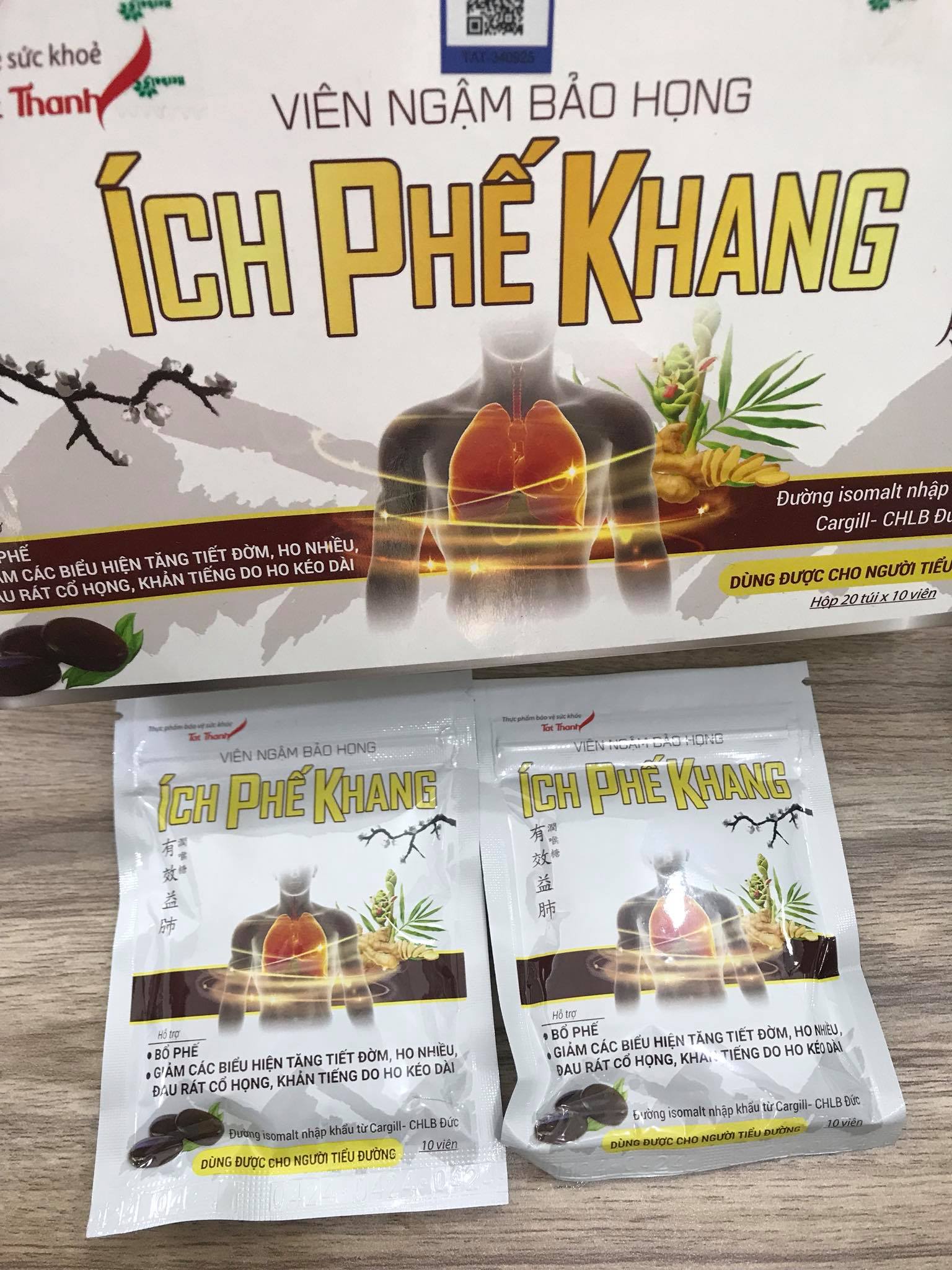 Viên ngậm bảo họng ích phế khang – giảm ho, đau họng, dùng được cho người tiểu đường