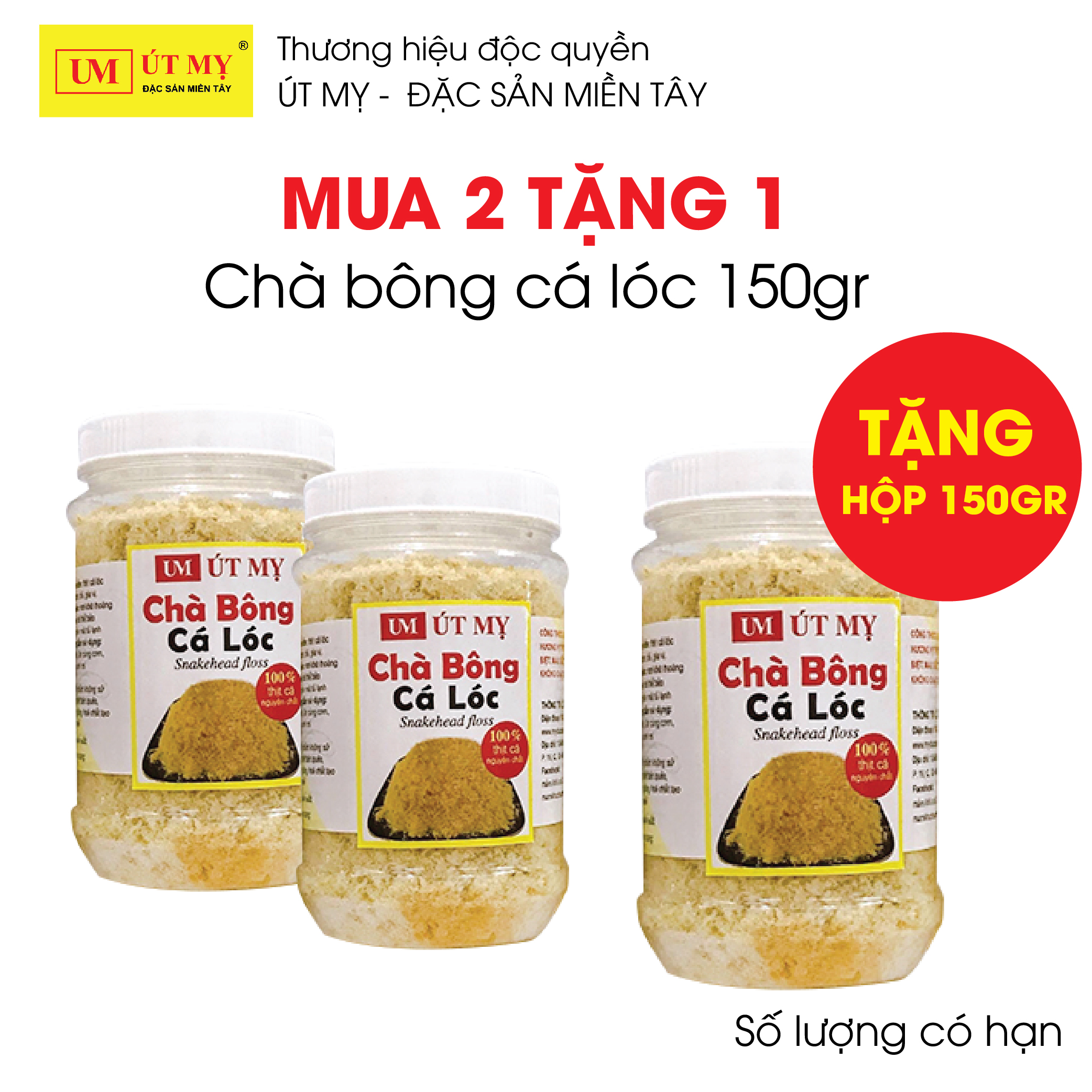 [MUA 2 TẶNG 1] Chà bông cá lóc Út Mỵ 150g/hộp