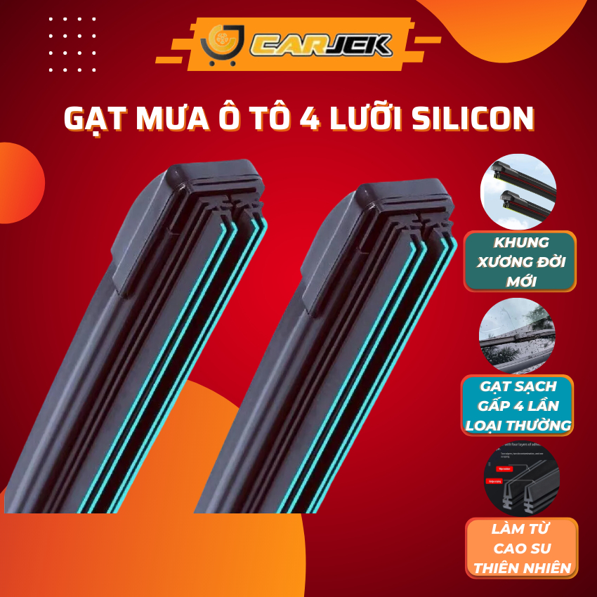 [ Tặng sủi rửa kính ] Gạt mưa ô tô 4 lưỡi silicon không xương đời mới nhất 2023 gạt sạch gấp 4 lần loại thường, gạt mưa 4 lưỡi silicon gạt siêu bền siêu sạch, gạt mưa silicon 4 lưỡi, gạt mưa ô tô silicon 4 lưỡi cao cấp