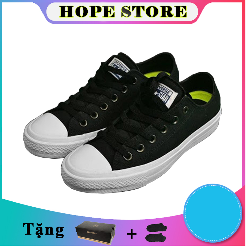 [ Tặng box + vớ ] Giày thể thao thời trang nam, nữ Converse Chuck 2 cổ thấp màu đen