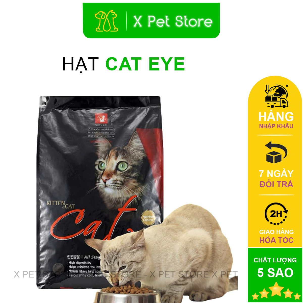 Hạt cat eye, thức ăn hạt cho mèo, túi chiết 1kg