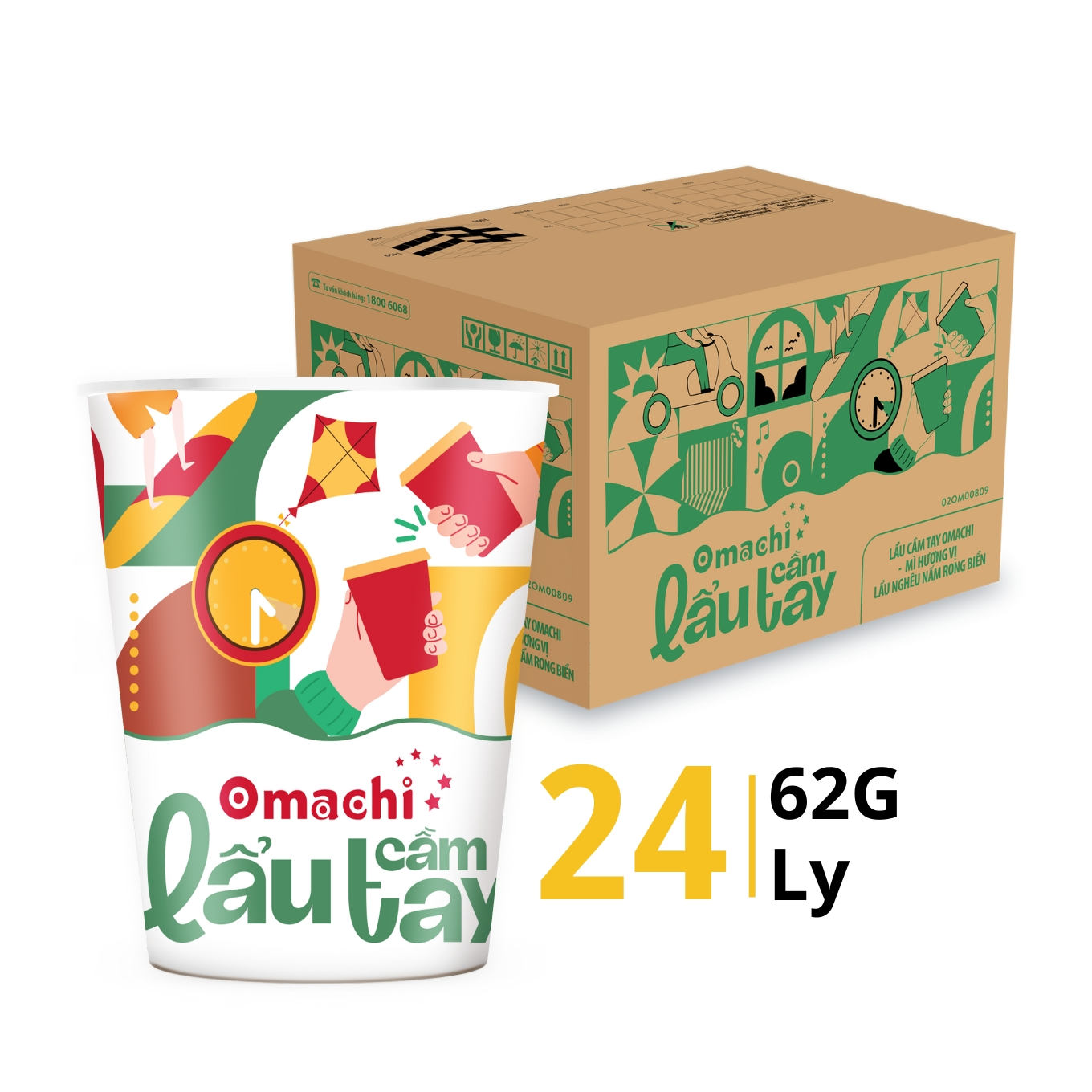 MI OMACHI Lẩu Cầm Tay Vị Lẩu Ngao Nấm Rong Biển 62G*24