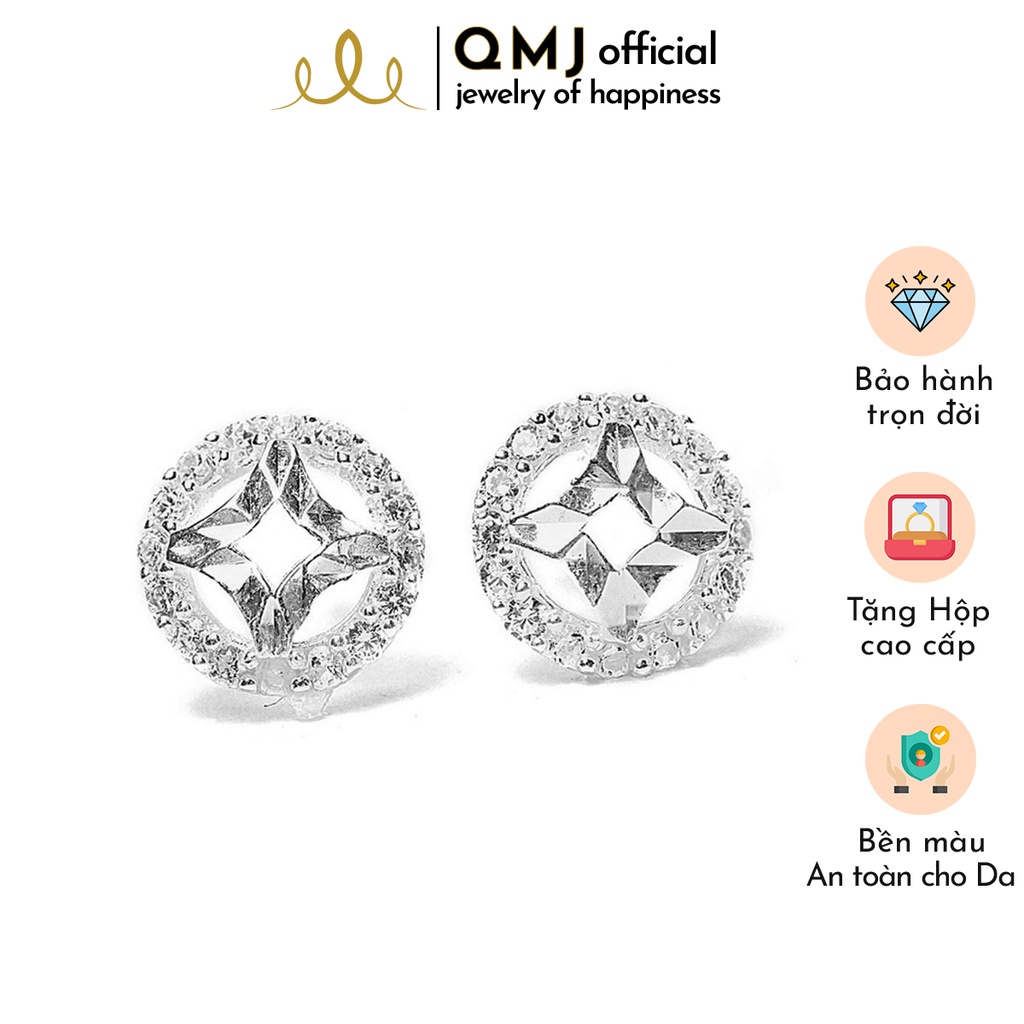 QMJ Bông tai bạc 925 cao cấp nụ hoa kim tiền đá mang đến nhiều may mắn - QKL0671