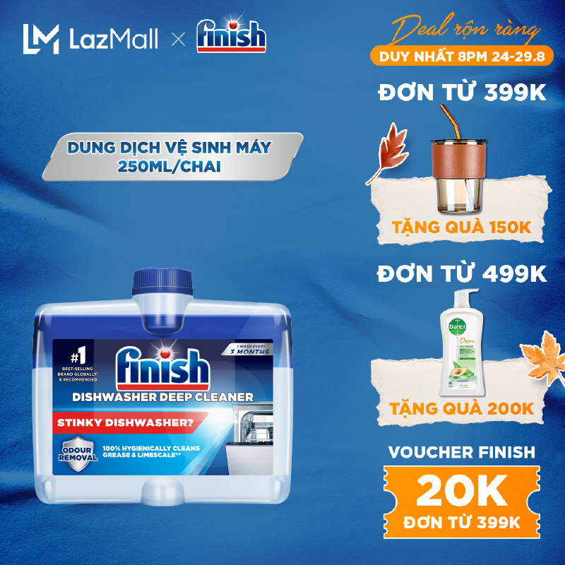 Dung dịch tẩy rửa máy rửa chén bát finish dishwasher deep cleaner - chai 250ml