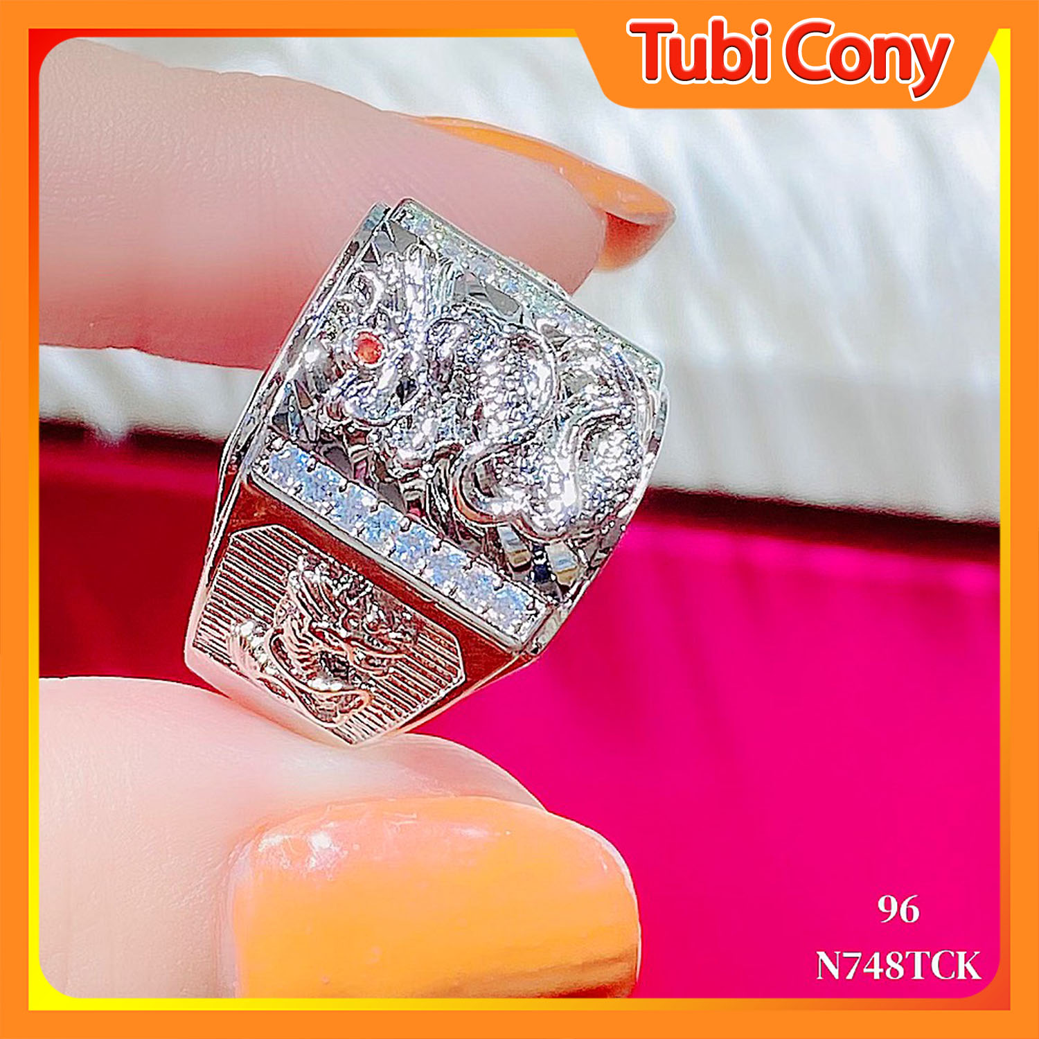 Nhẫn nam chạm rồng titan xi kim mang bền màu N748 Tubi Cony - Bao đổi trả nếu sai hình