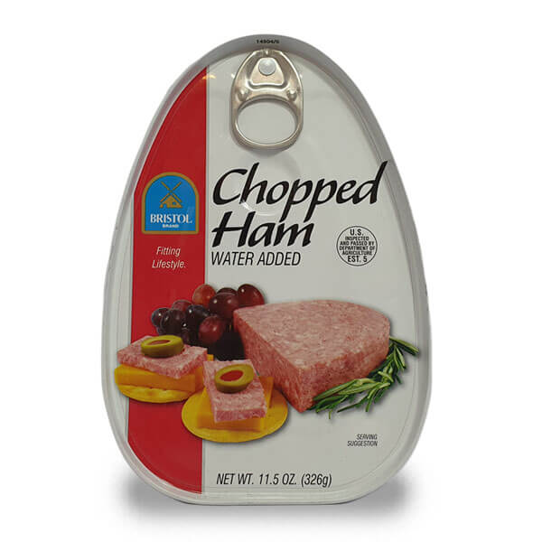 Thịt hộp Chopped Ham 325g của hãng Bristol - Hà Lan rất được ưa chuộng ở Mỹ với hương vị thịt heo nguyên vị thơm ngon