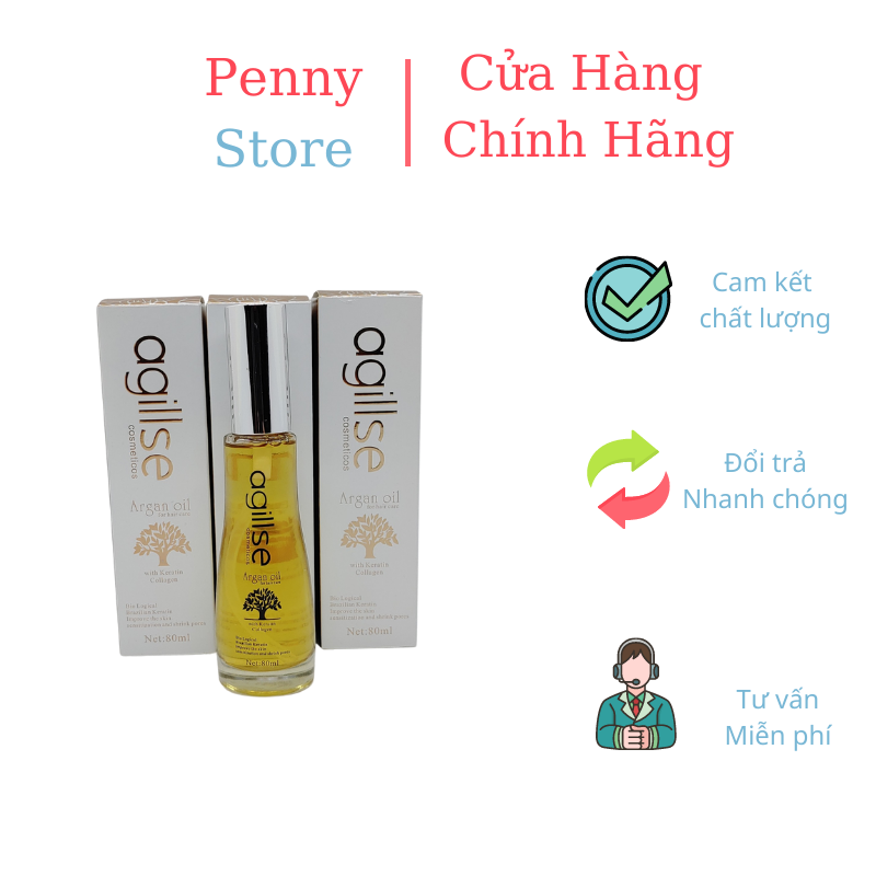 Dầu dưỡng tóc agillse Argan Oil 80ml Phục hồi tóc hư tổn và chẻ ngọn