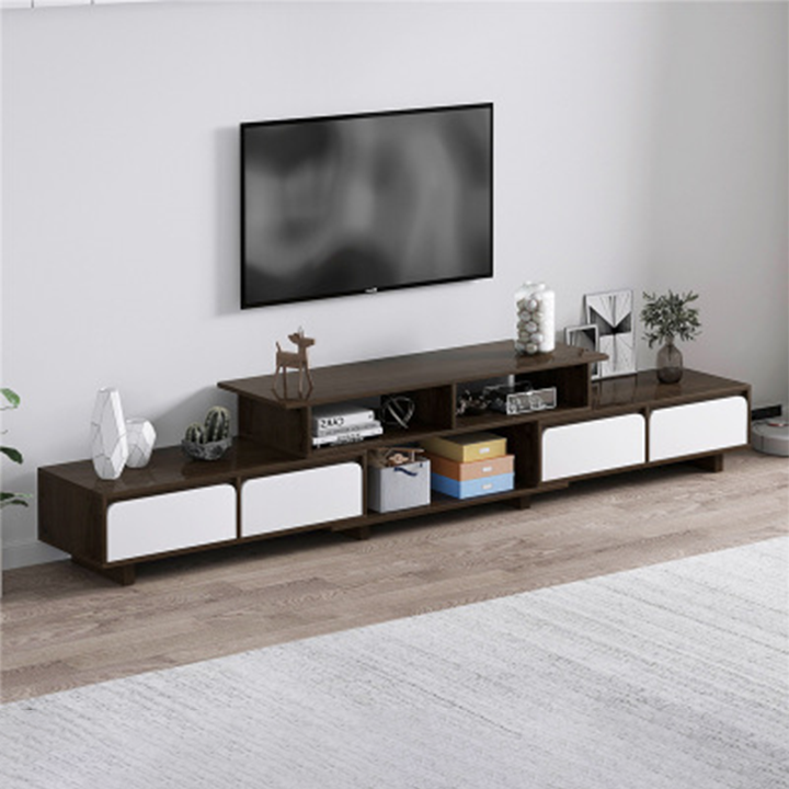 Kệ tivi gỗ thông minh co giãn thay đổi chiều dài 1m6 đến 2m2 trang trí phòng khách - Tủ TV, Kệ tivi hiện đại màu trắng, kem và nâu