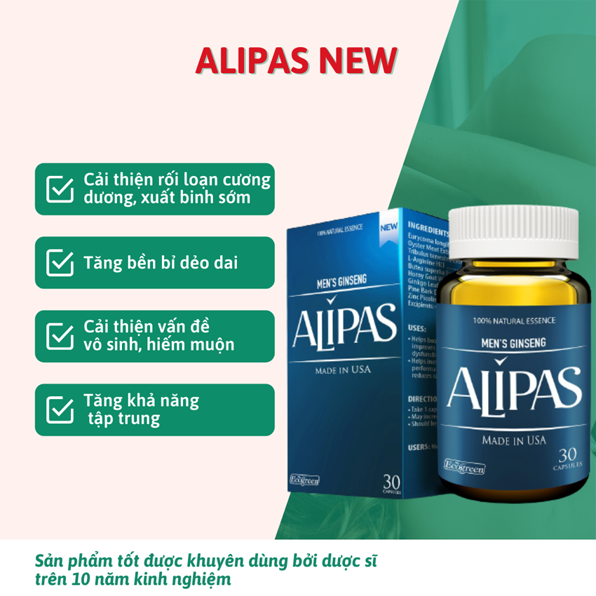 [HCM][CHÍNH HÃNG] Sâm Alipas Platinum - Viên uống tăng cường sinh lý nam. Sung Mãn Trường Tồn. -1 Liệu Trình 2 Hộp