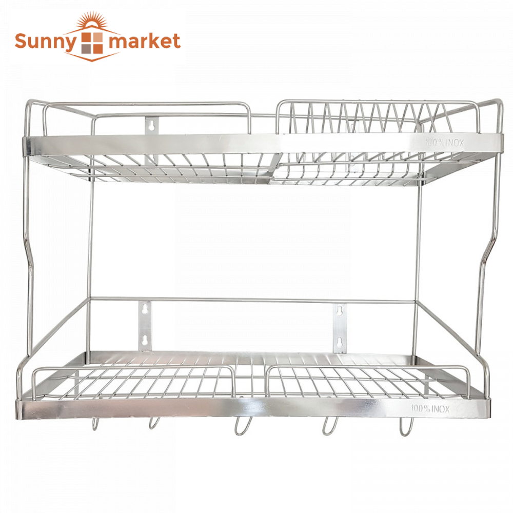 Kệ chén dĩa treo 2 tầng inox la cao cấp nhiều kích thước