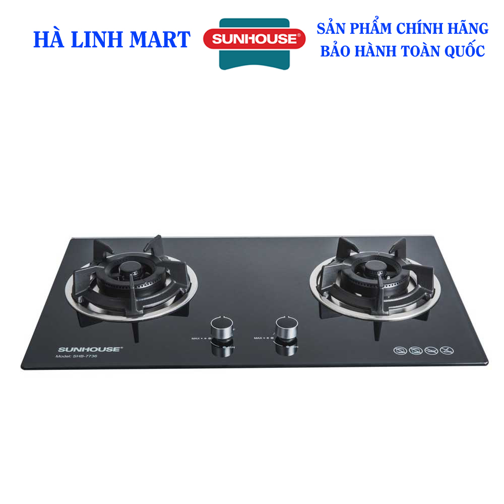 Bếp gas âm kính SUNHOUSE SHB7736 - Bếp ga đôi bảo hành 24 tháng tại nhà