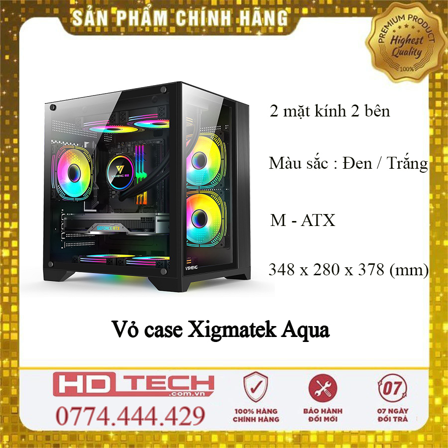 Xả kho giá gốc vỏ case máy tính xigmatek aqua 2 mặt kính m-atx