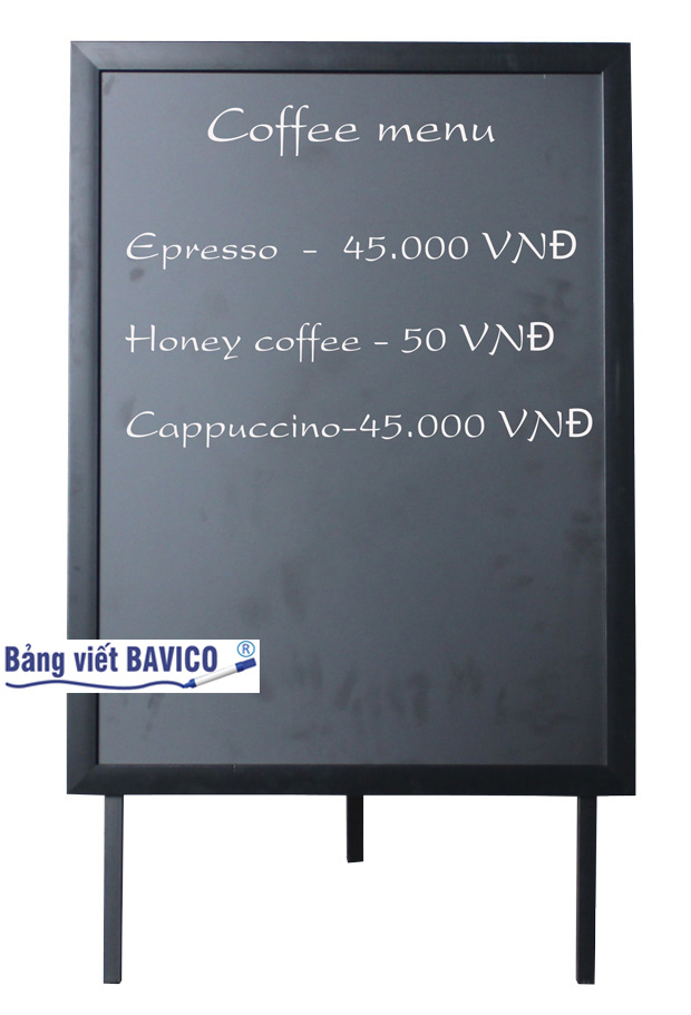 Bảng đen menu khung gỗ có chân 1 mặt Bavico 60x80cm