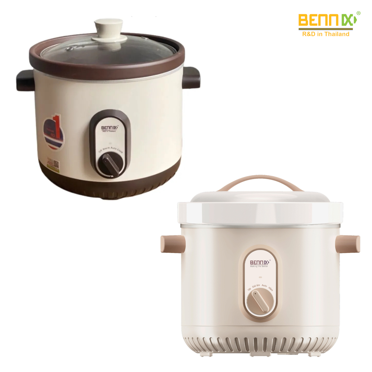 Bennix Thai Slow Cooker Bn-68Kc - 3L Capacity, Glass Lid, Genuine Product with 24-Month Warranty