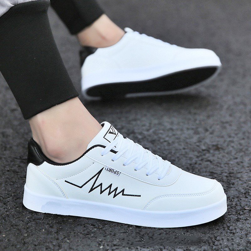 Giày nam sneaker thể thao trắng nhịp tim - B end T Shop