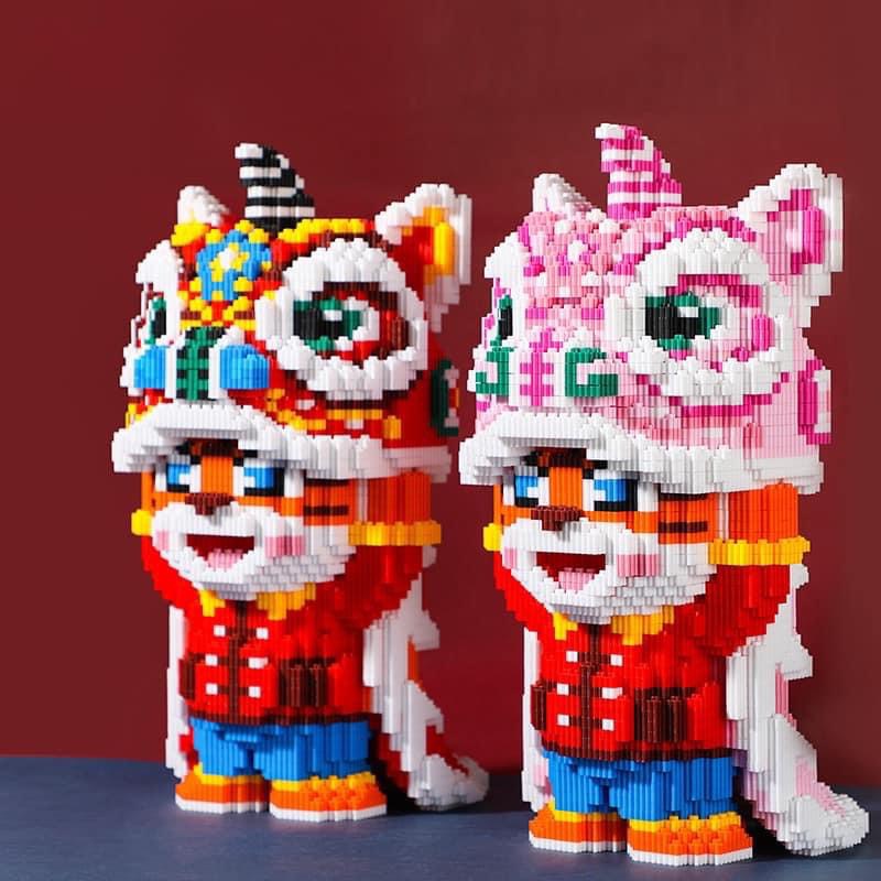 Đồ chơi lắp ráp hổ đầu lân 35cm