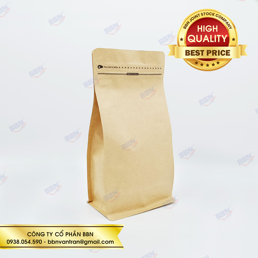 Túi đáy bằng Kraft pocket zipper 13x26.5cm - bộ 50 túi