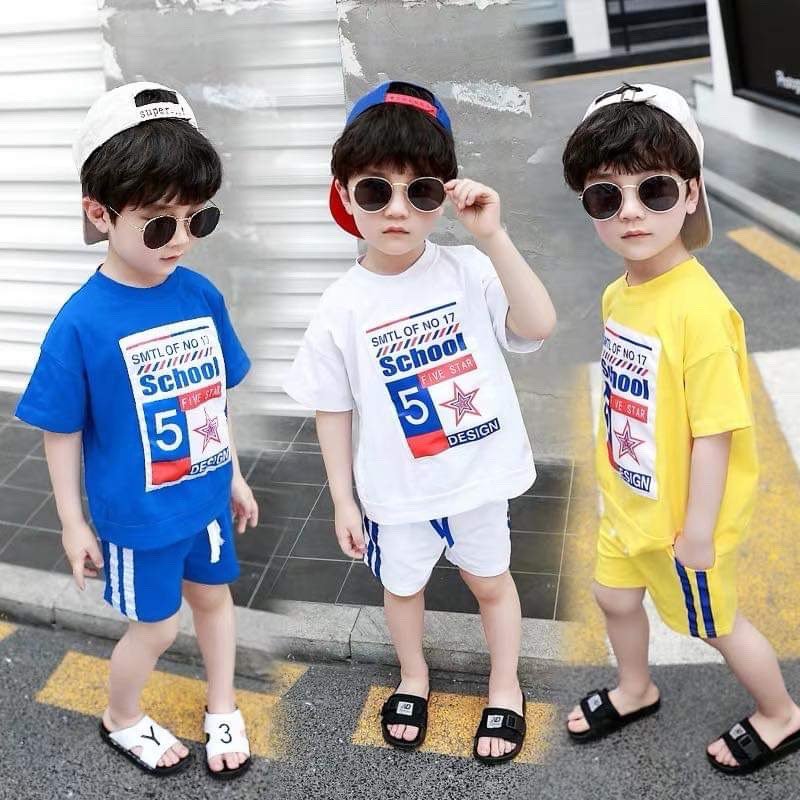 [FREESHIP] Set đồ bộ bé trai bé gái | 7-19kg | Phong Cách Thể Thao SCHOOL 5 STAR | Cotton 4 chiều
