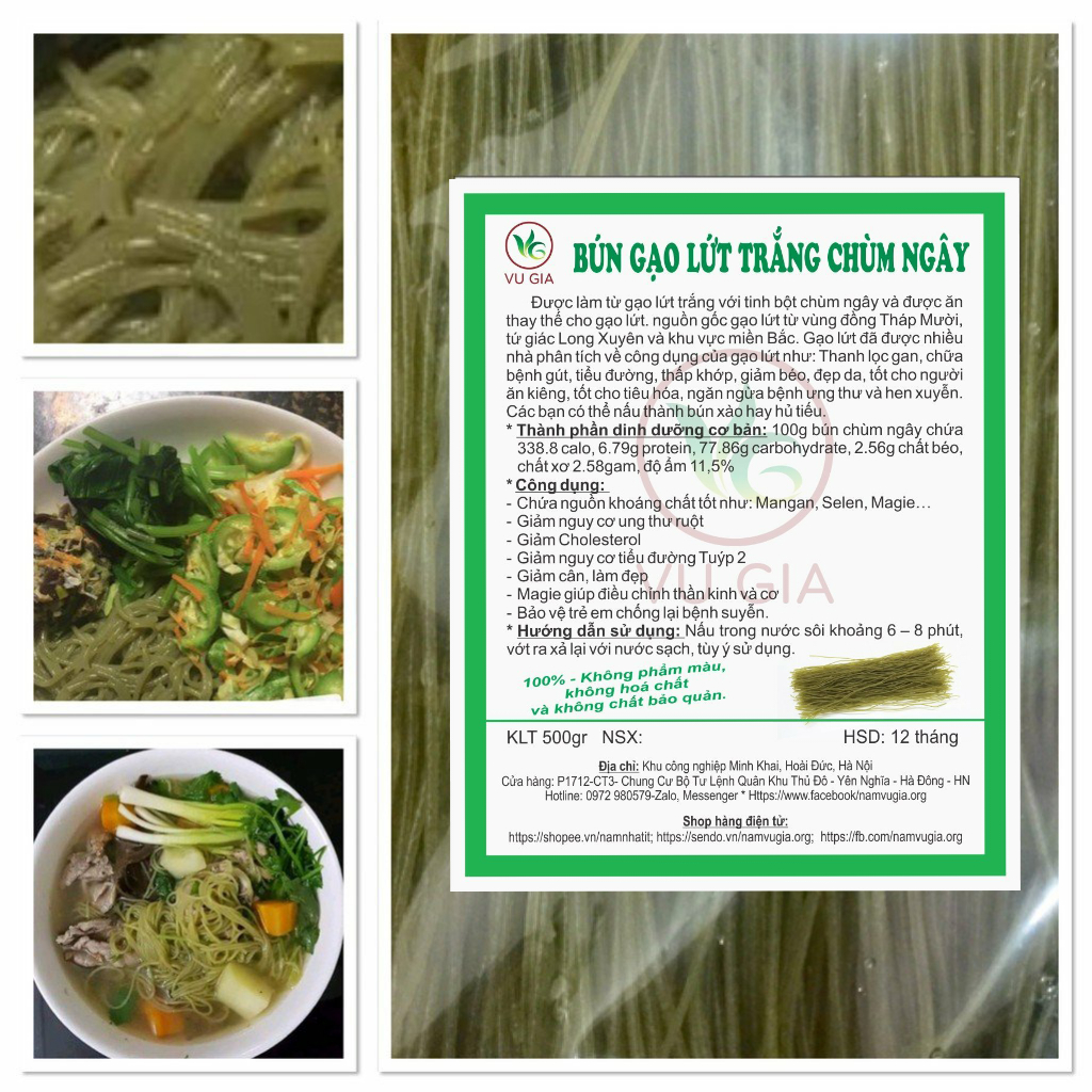 Bún gạo lứt chùm ngây Vu Gia gói 500g