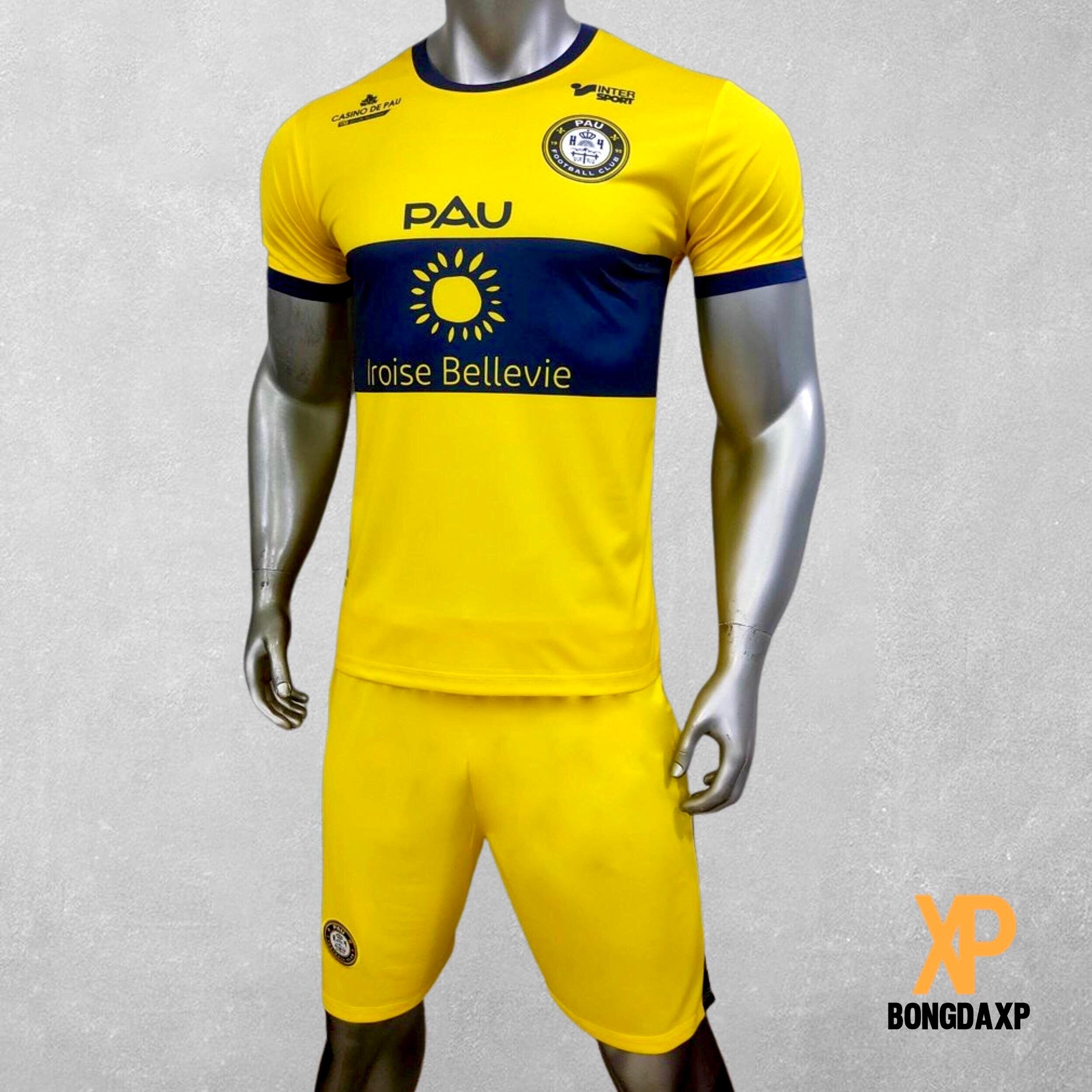 Quần áo bóng đá, đồ đá banh CLB Pau Fc Quang Hải Vàng Vải thun lạnh cao cấp