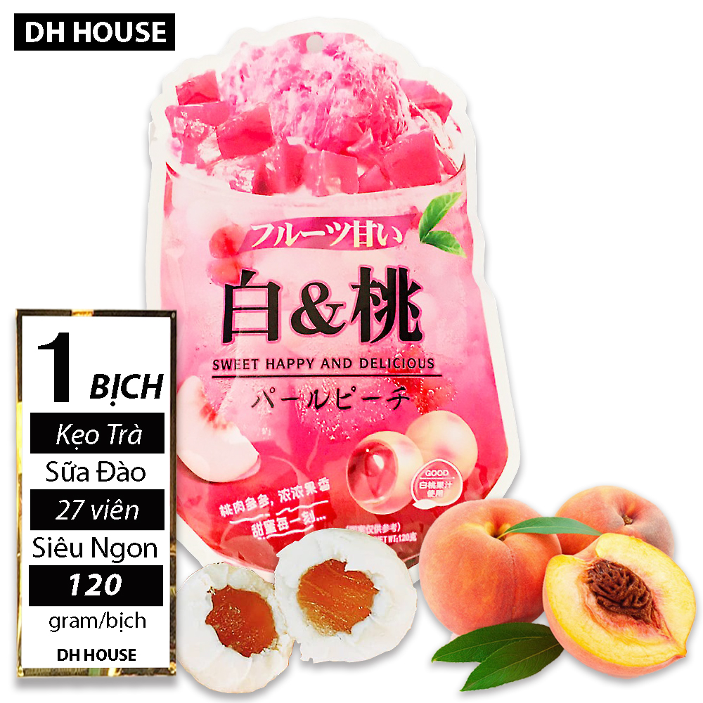 Kẹo trà sữa trân châu Đào bịch 27 viên siêu ngon (Date: 24 tháng) DHHOUSE