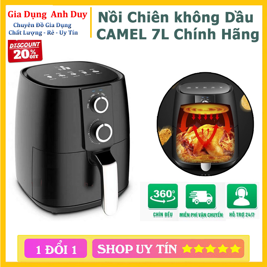 NỒI CHIÊN KHÔNG DẦU CAMEL 7L - HEALTHY 7L CAO CẤP - Bảo hành chính hãng 1 năm - MÓN NGON CHO SỨC KHỎE