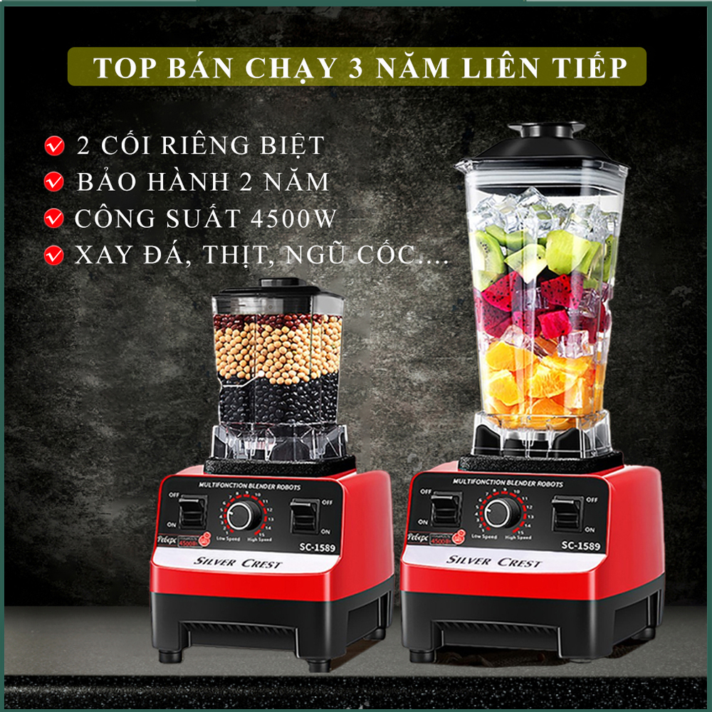 Máy xay đa năng- máy xay sinh tố- máy xay công nghiệp công suất lớn 3000W, dung tích 2.5l, chất liệu cao cấp , an toàn khi sử dụng- BẢO HÀNH 2 NĂM