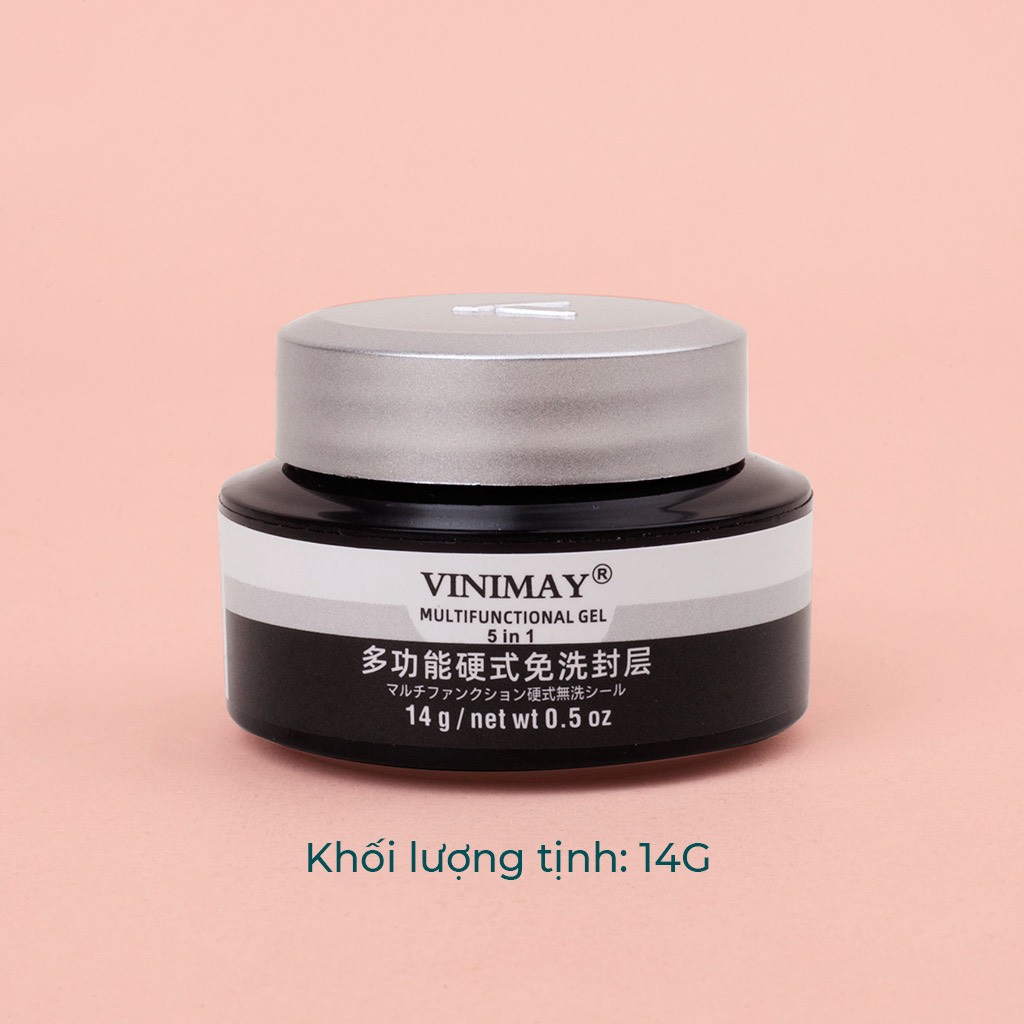 Gel đa năng Vinimay 5in1 chính hãng - Hũ gel đắp móng, tạo hình nail, đính đá, top gel, tạo giọt sương hoa nổi