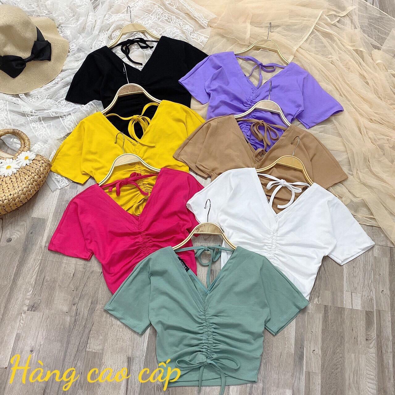 Áo croptop rút dây siêu xinh, áo kiểu borip rút dây cá tính ab44