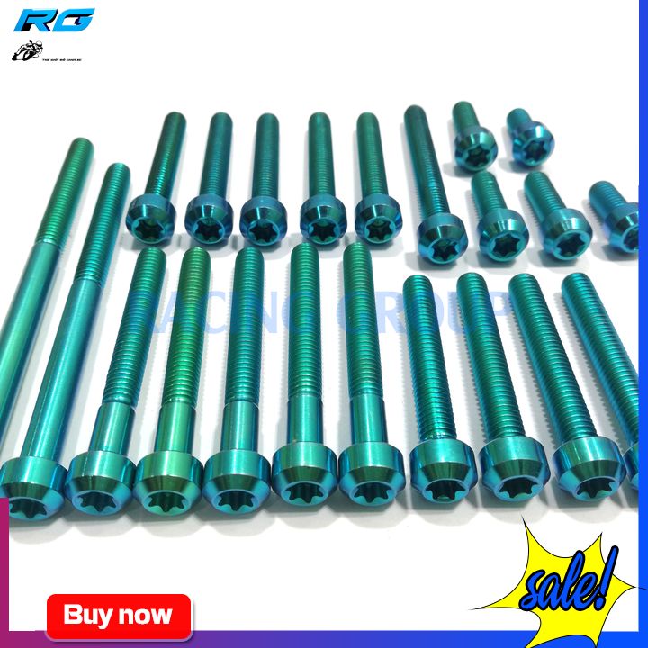 Bộ ốc lốc máy gr5 gắn xe máy ex150 22 con lục bảo và titan