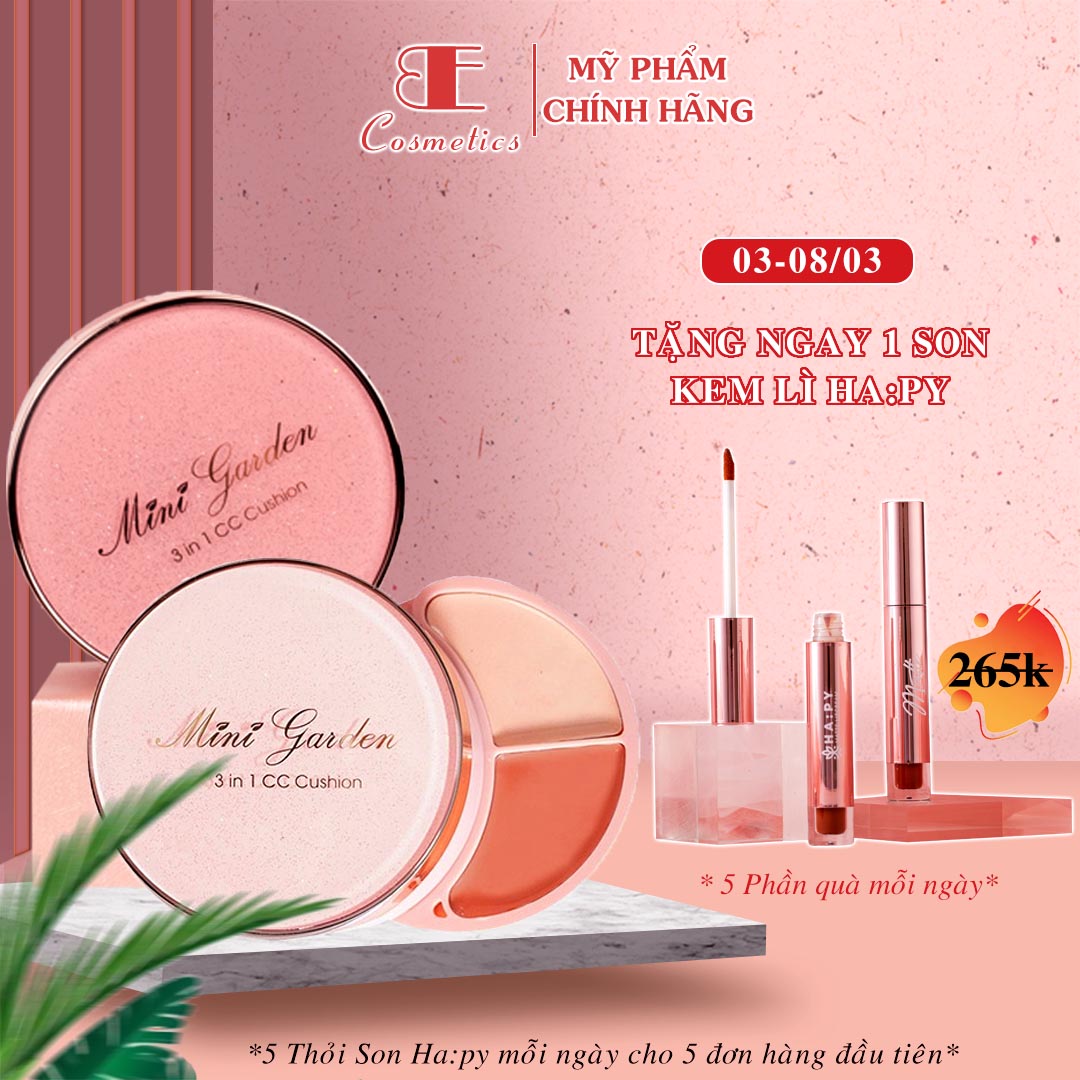 Phấn nước Mini Garden 3 In 1 CC Cushion SPF 40+ PA+++ ( 1 lõi x 12g), phấn trang điểm cushion, kem che khuyết điểm (PN0001), Ebi Cosmetics