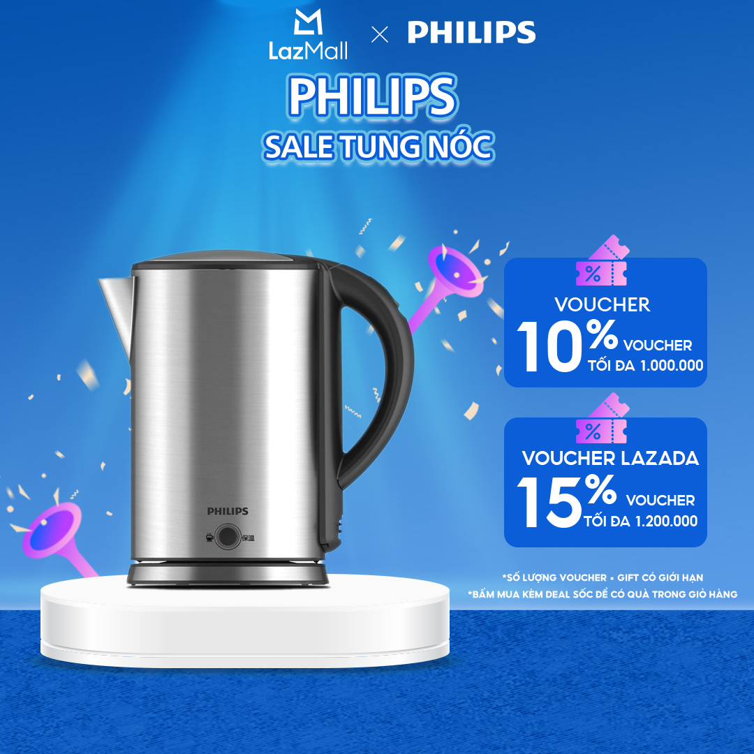 Bình Siêu Tốc Philips HD9316/03, Dung Tích 1.7 Lít Công Suất 1.800W-Cảm Biến Hơi Nước, Chống Sôi Khô Và Quá Nóng, Giữ Ấm Mà Không Cần Đun Sôi Lại, Giúp Nước Sôi Nhanh-Hàng Phân Phối Chính Hãng