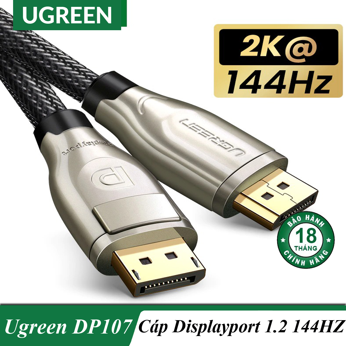 [HCM]Cáp DisplayPort 1.2 Hỗ trợ 144Hz Bện Lưới  UGREEN DP107 chính hãng