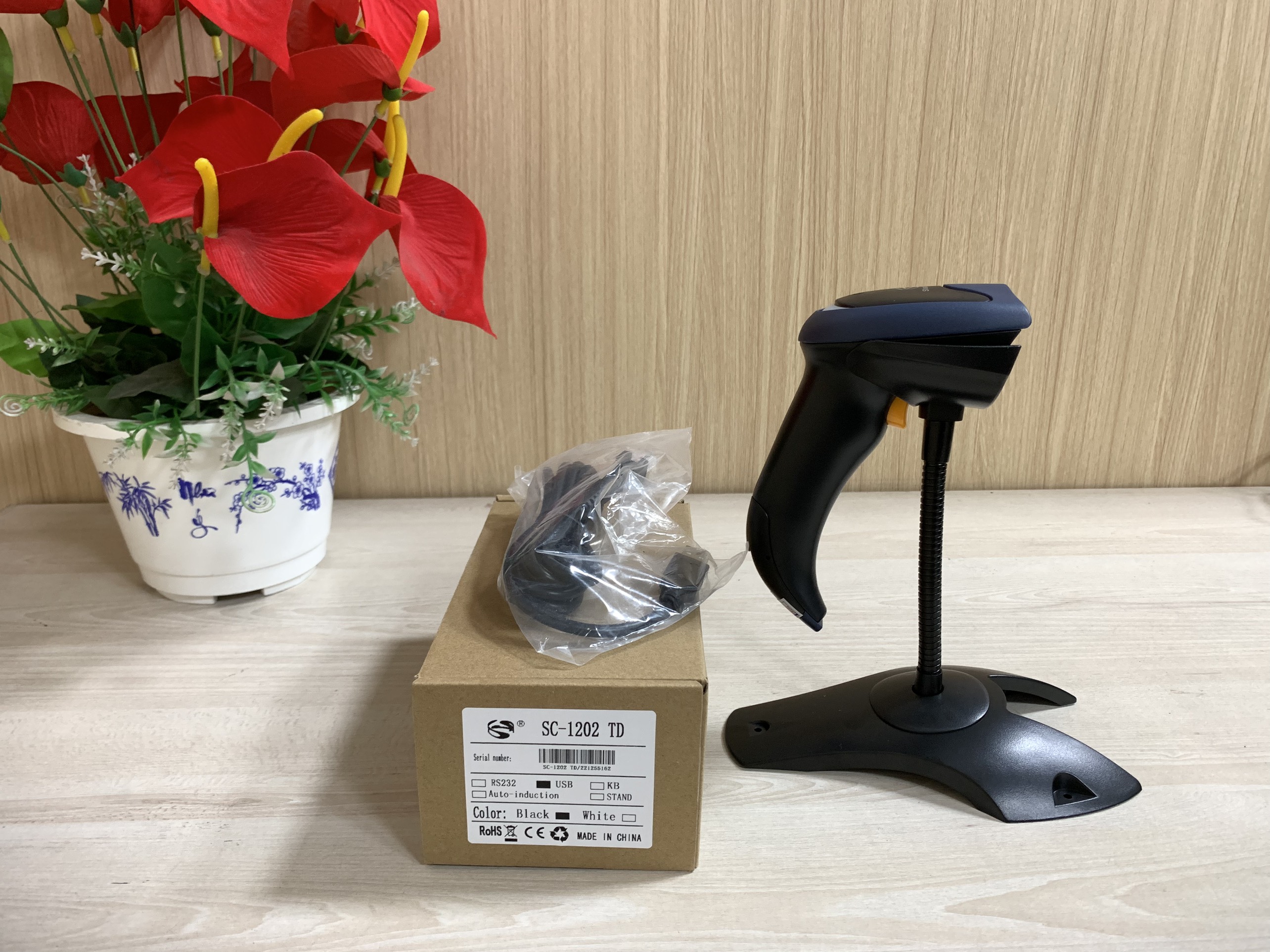 máy quét mã vạch 1D có dây usb  Shangcheng SC1202-1D full vat full box tại Đà Nẵng